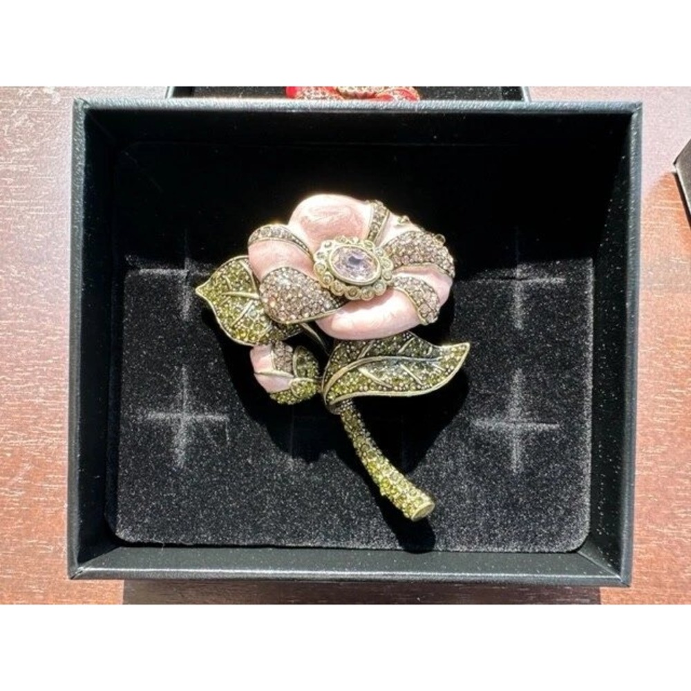 New Heidi Daus "Budding Romance" Crystal Floral Pin color‎ Pink ~ US Seller